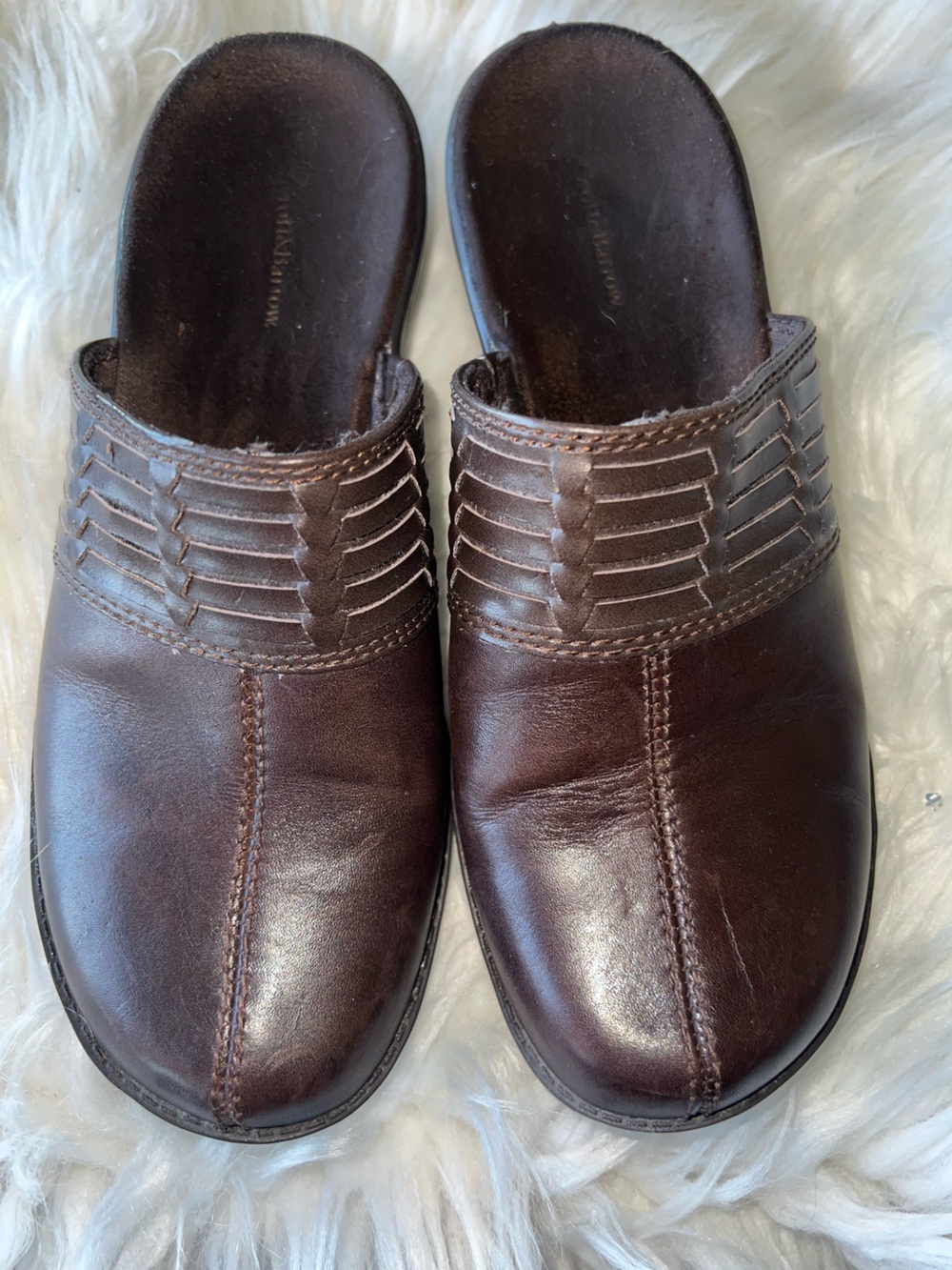croft & barrow Men's Dark Brown Leather Slip-On Clogs